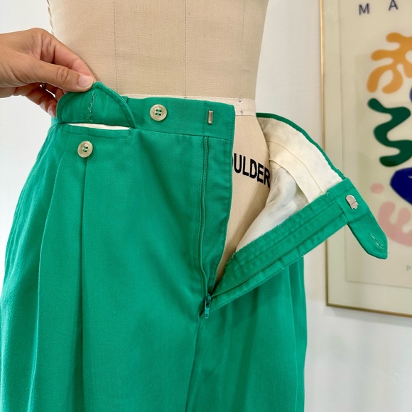 Vintage 80’s Green High-Waist Pleated Trousers - Picture 14 of 15